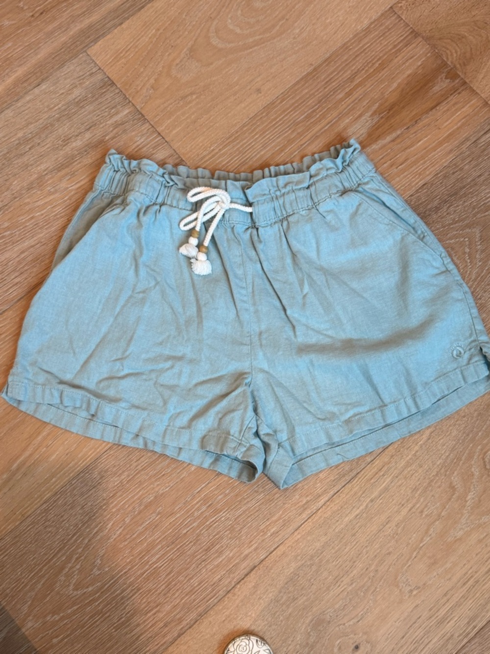 Hang Ten Light Blue High-Waist Drawstring Shorts
